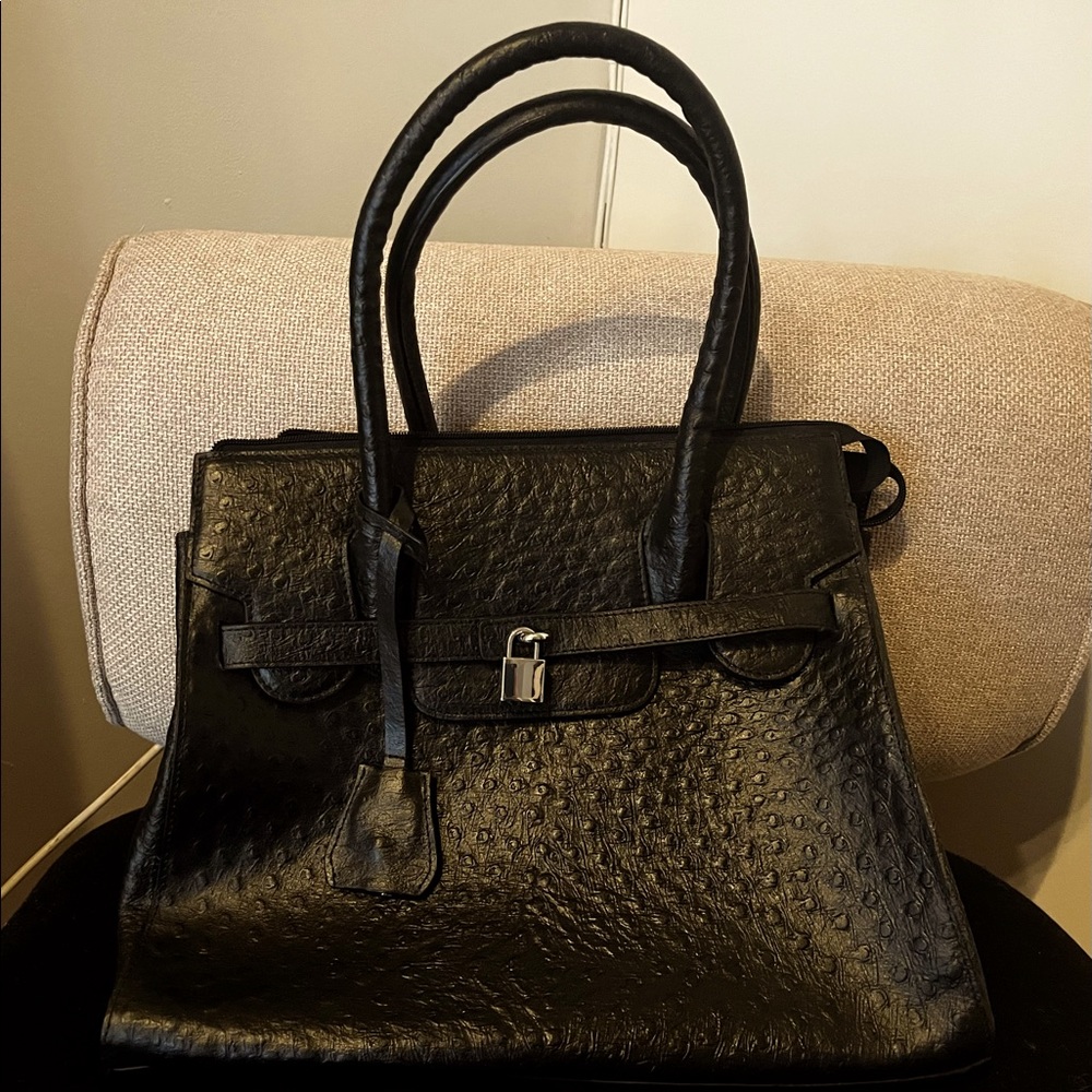 Black Croc Leather Bag